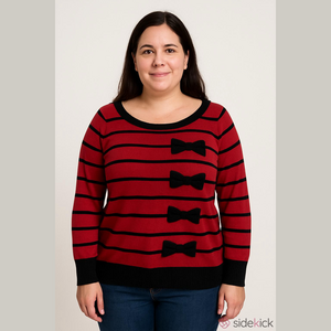 Torrid Black and Red Bow Print Sweater